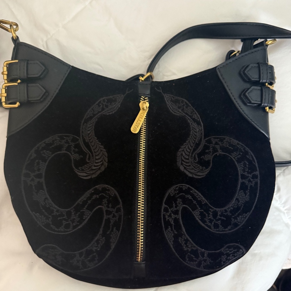 Killstar Adder Bag Snakes Suede Gold Accents Faux Leather Goth Punk crossbody